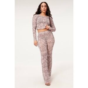 NWT Good American Sand Snake Mesh Bootcut Cover-Up Pants